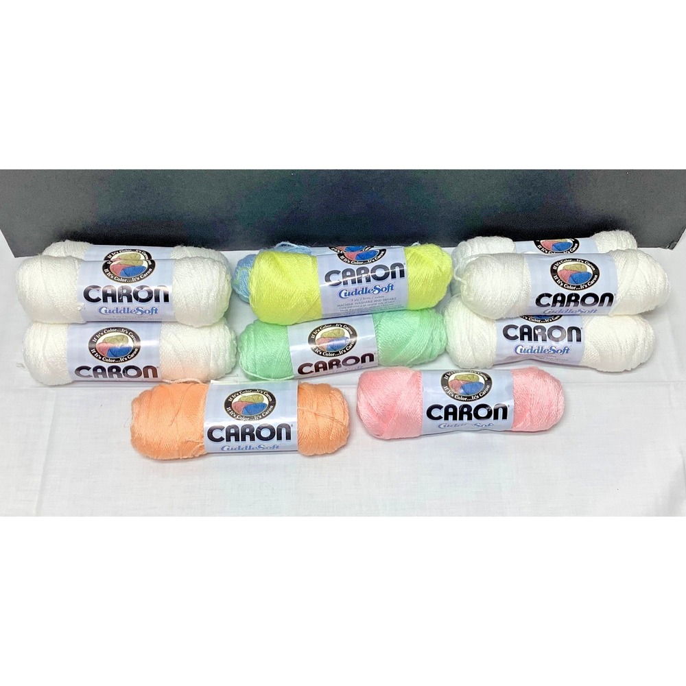 12 Caron Cuddle Soft 3 Ply Yarn 1.75 Ounce 100% Acrylic Baby Pastel Pink White